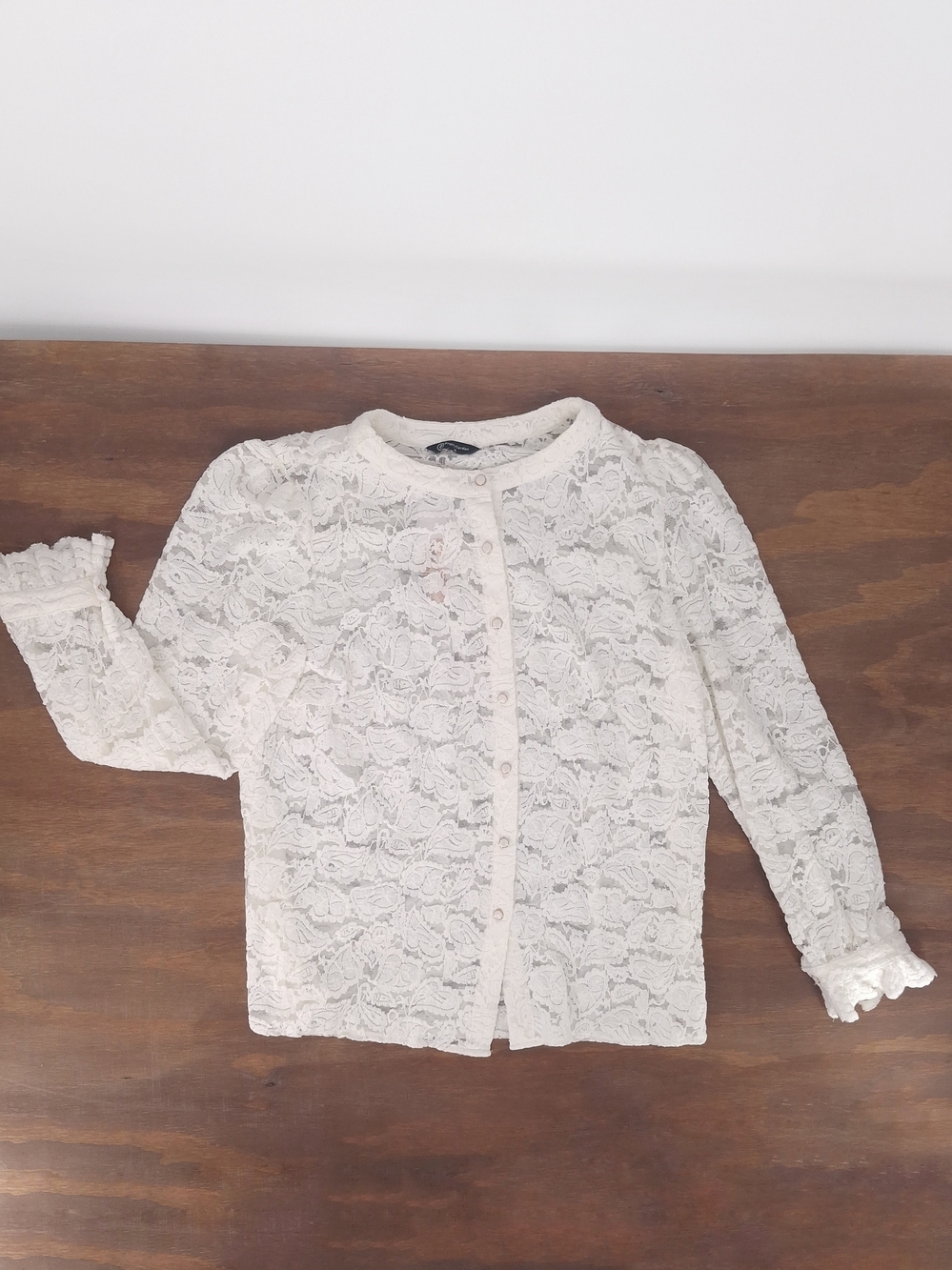 ✨NWT PrettyGarden Cream Floral Lace Button Front Blouse Top XL✨